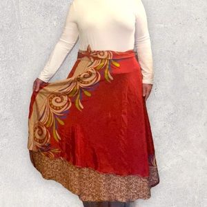 Darn Good Yarn Reg Ankle length reversible 2 layer sari wrap skirt.
